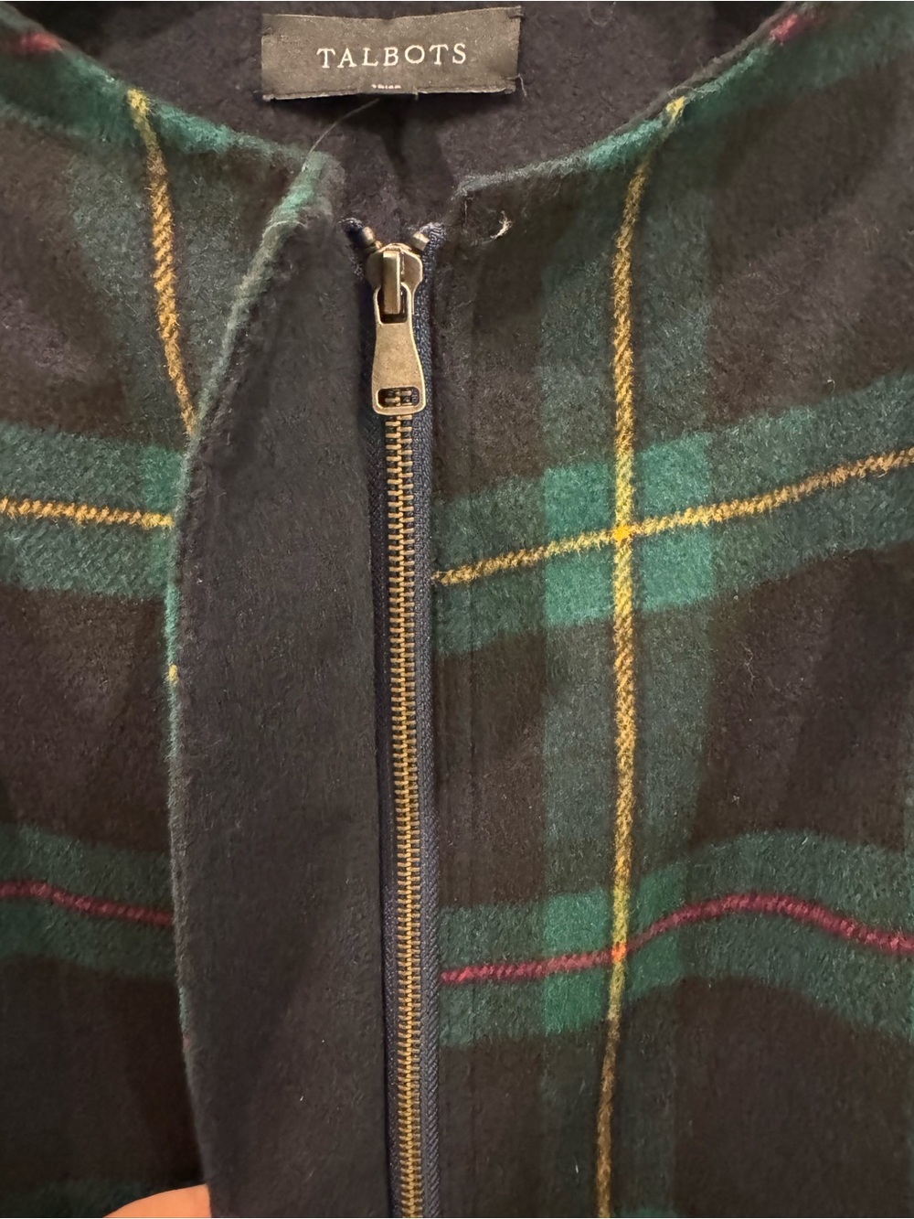 Talbots Tartan Double Faced Black and Green Plaid Wool Jacket Large $349 - Picture 8 of 11